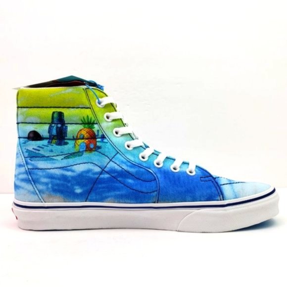 Vans X SPONGEBOB SK8-Hi 38 DX Shoes Blue Sea Canvas Sneakers VN0A32QGZAW - Picture 3 of 13